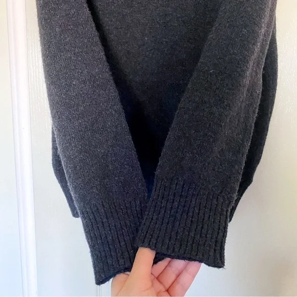 Jenni Kayne Sweater Oversized Cotton Ribbed Knit Alpaca Wool Charcoal XXS EUC - Picture 4 of 11